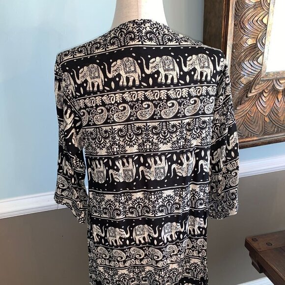 - Purple Month Kimono Open Front Elephant Print - Picture 3 of 8